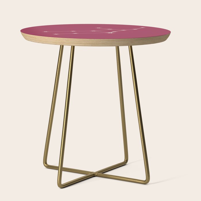 Virgo Zodiac Star Constellation Line Art Pink Side Table Gallery Image 1