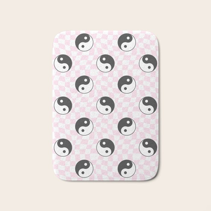 Yin yang checkered pattern Bath Mat Gallery Image 1