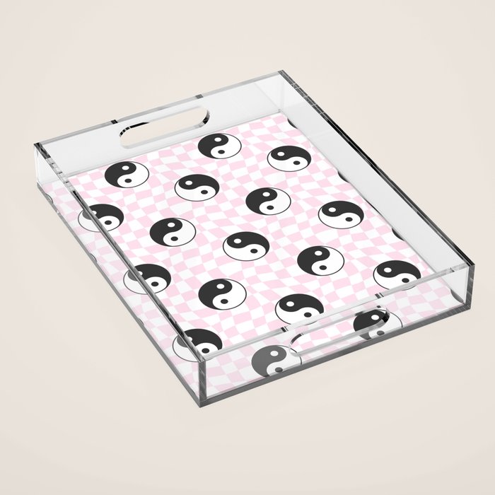 Yin yang checkered pattern Acrylic Tray Gallery Image 1