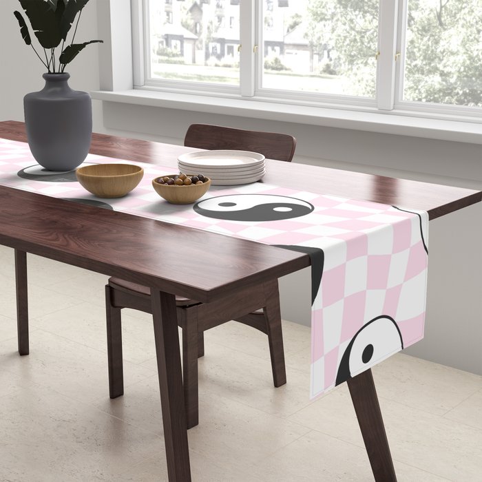 Yin yang checkered pattern Table Runner Gallery Image 2