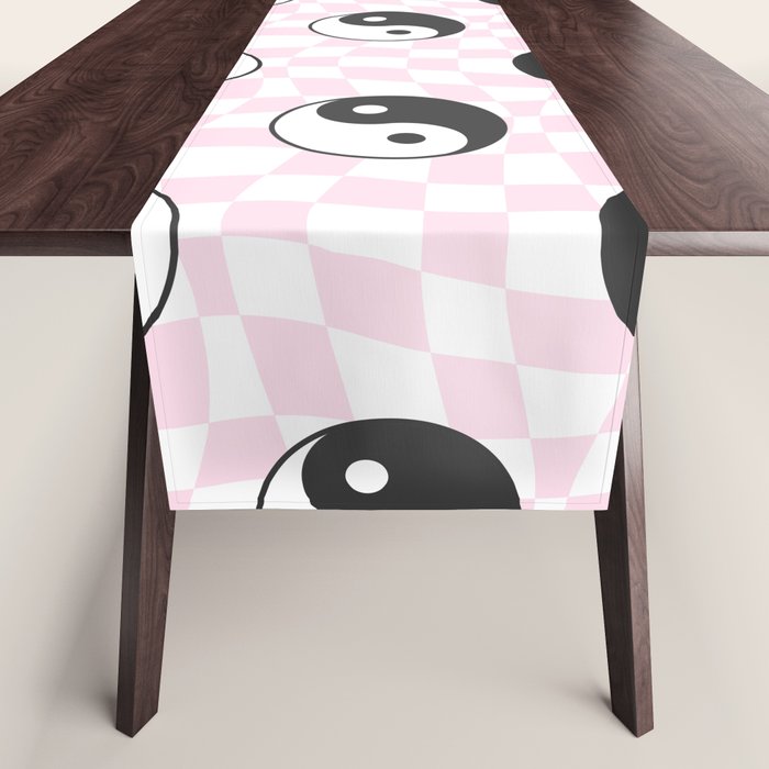 Yin yang checkered pattern Table Runner Gallery Image 1