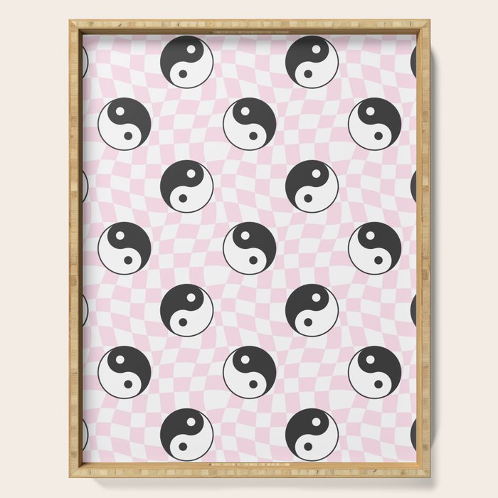 Yin yang checkered pattern Serving Tray Gallery Image 1