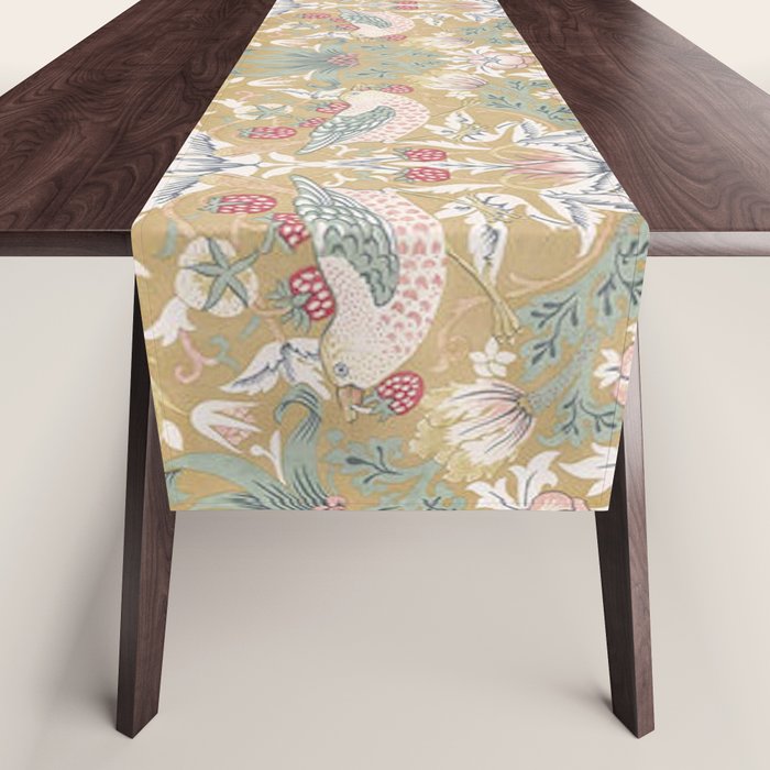 William Morris Strawberry Thief Gold Vintage Pattern Table Runner Gallery Image 1