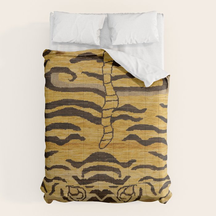 Tiger Rug I 19th Century Authentic Colorful Wild Animal Zoo Vintage Patterns Comforter Gallery Image 6