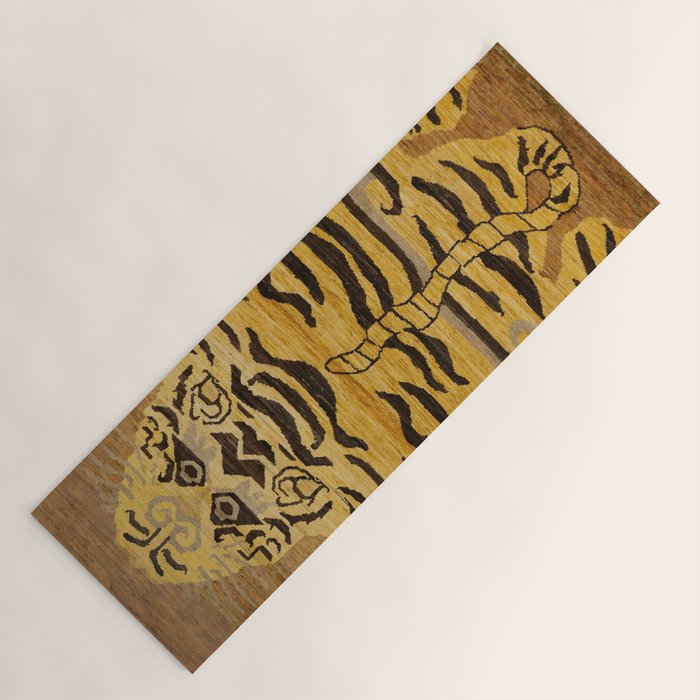 Tiger Rug I 19th Century Authentic Colorful Wild Animal Zoo Vintage Patterns Yoga Mat Gallery Image 1