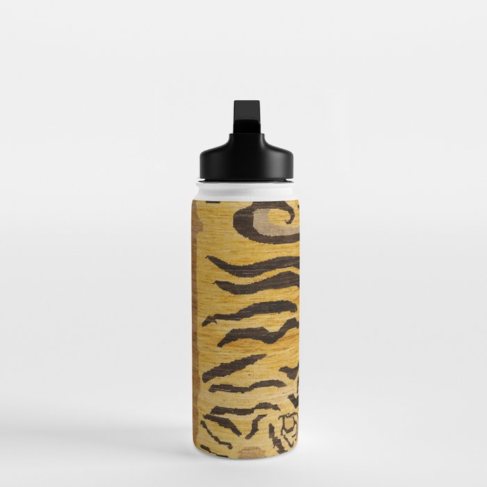 Tiger Rug I 19th Century Authentic Colorful Wild Animal Zoo Vintage Patterns Water Bottle Gallery Image 3