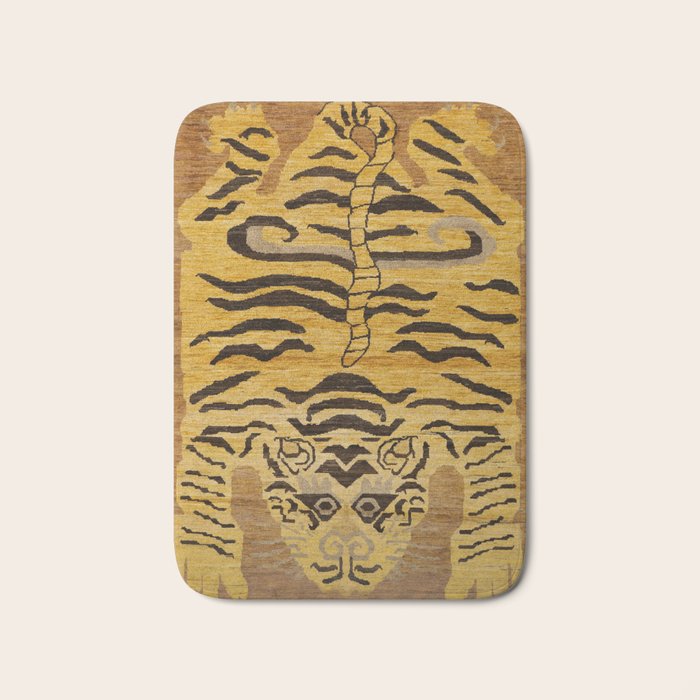 Tiger Rug I 19th Century Authentic Colorful Wild Animal Zoo Vintage Patterns Bath Mat Gallery Image 1