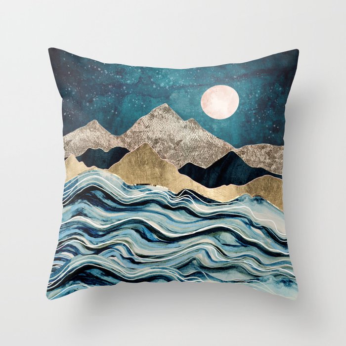 Indigo Sea Throw Pillow Gallery Image 1