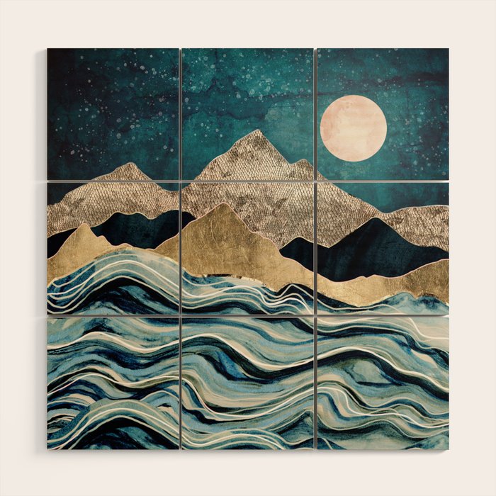 Indigo Sea Wood Wall Art Gallery Image 1
