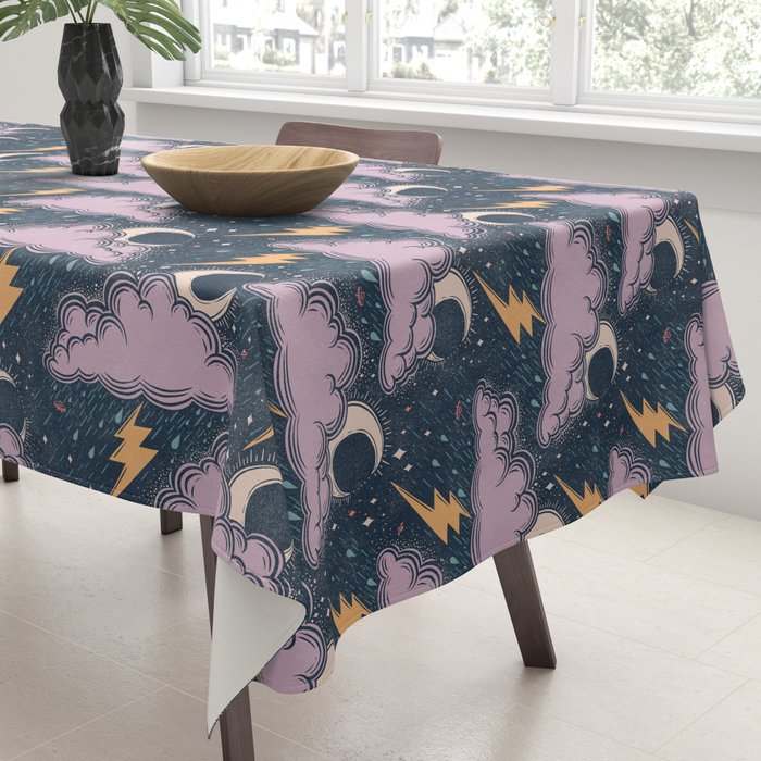 Stormy Night - midnight and lavender  Tablecloth Gallery Image 3