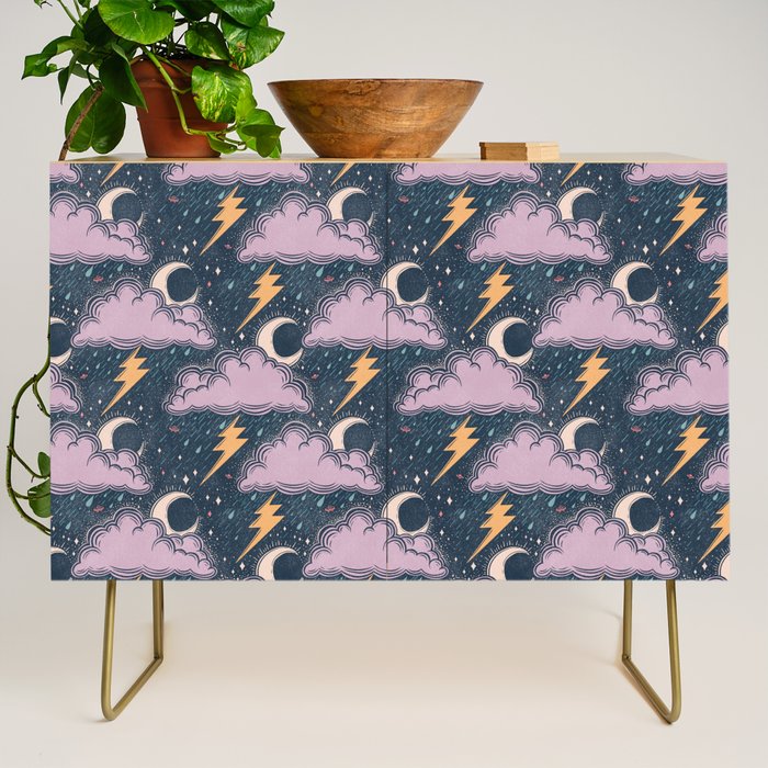 Stormy Night - midnight and lavender  Credenza Gallery Image 1