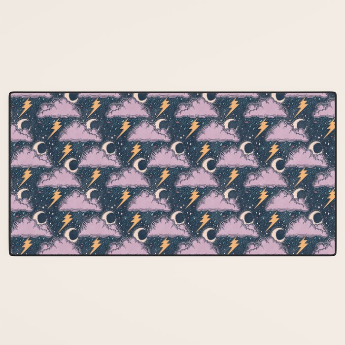Stormy Night - midnight and lavender  Desk Mat Gallery Image 3