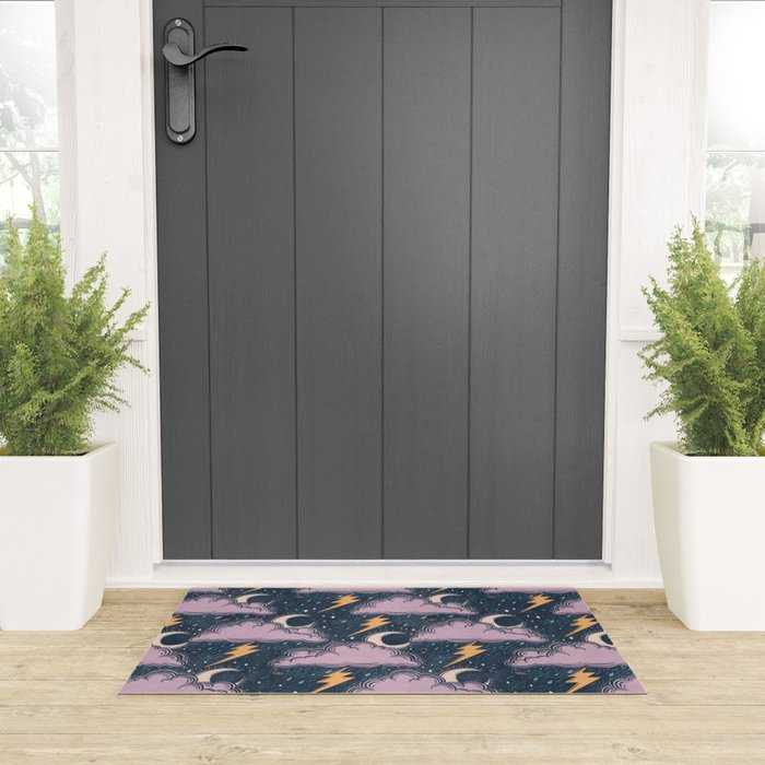Stormy Night - midnight and lavender  Welcome Mat Gallery Image 3