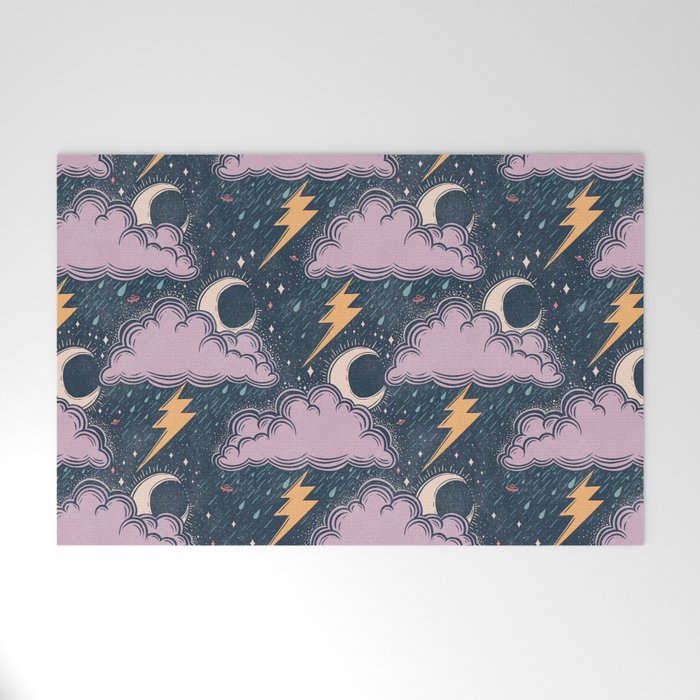 Stormy Night - midnight and lavender  Welcome Mat Gallery Image 1