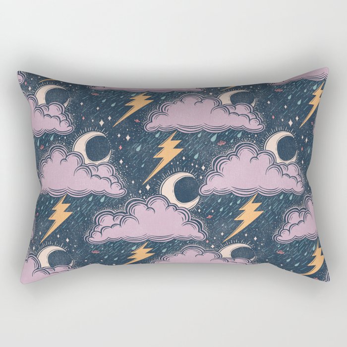 Stormy Night - midnight and lavender  Rectangular Pillow Gallery Image 1