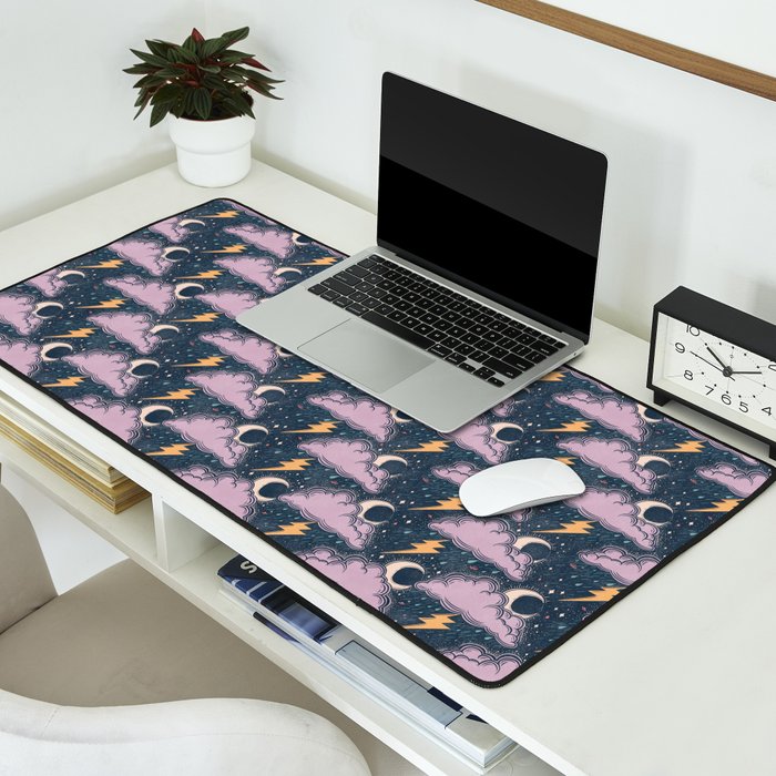 Stormy Night - midnight and lavender  Desk Mat Gallery Image 2