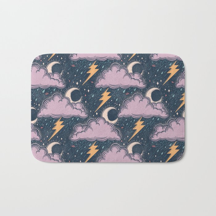 Stormy Night - midnight and lavender  Bath Mat Gallery Image 1