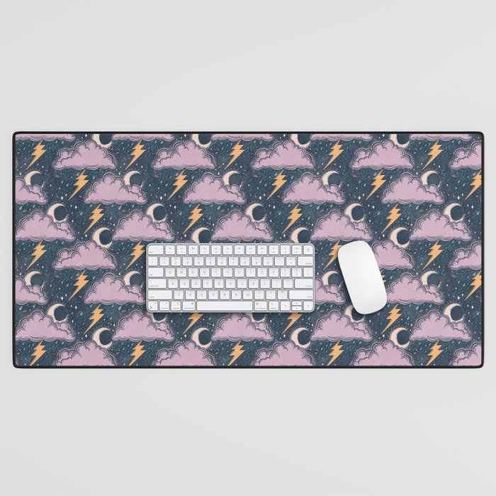 Stormy Night - midnight and lavender  Desk Mat Gallery Image 1
