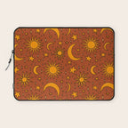 Vintage Sun and Star Print in Rust Laptop Sleeve Gallery Image 1