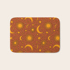 Vintage Sun and Star Print in Rust Bath Mat Gallery Image 1