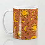 Vintage Sun and Star Print in Rust Coffee Mug Gallery Image 3