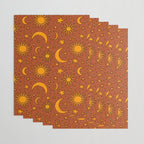 Vintage Sun and Star Print in Rust Wrapping Paper Gallery Image 3