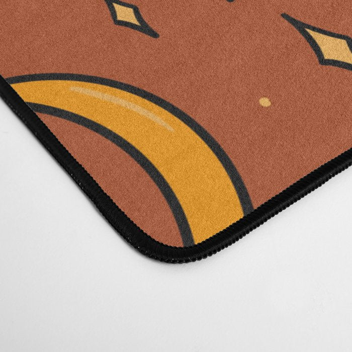 Vintage Sun and Star Print in Rust Desk Mat Gallery Image 4