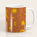 Vintage Sun and Star Print in Rust Coffee Mug Gallery Image 1