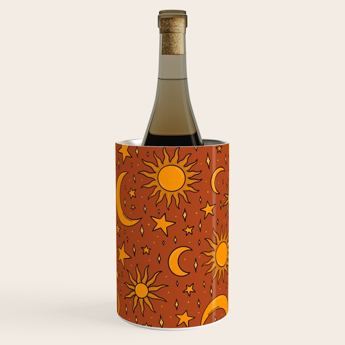 Vintage Sun and Star Print in Rust Wine Chiller Gallery Image 3