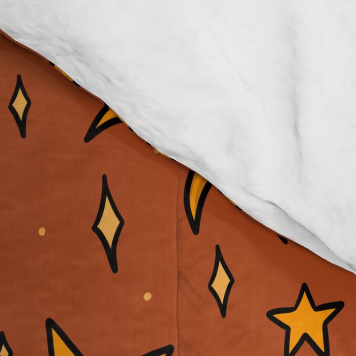 Vintage Sun and Star Print in Rust Comforter Gallery Image 4