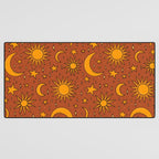 Vintage Sun and Star Print in Rust Desk Mat Gallery Image 3