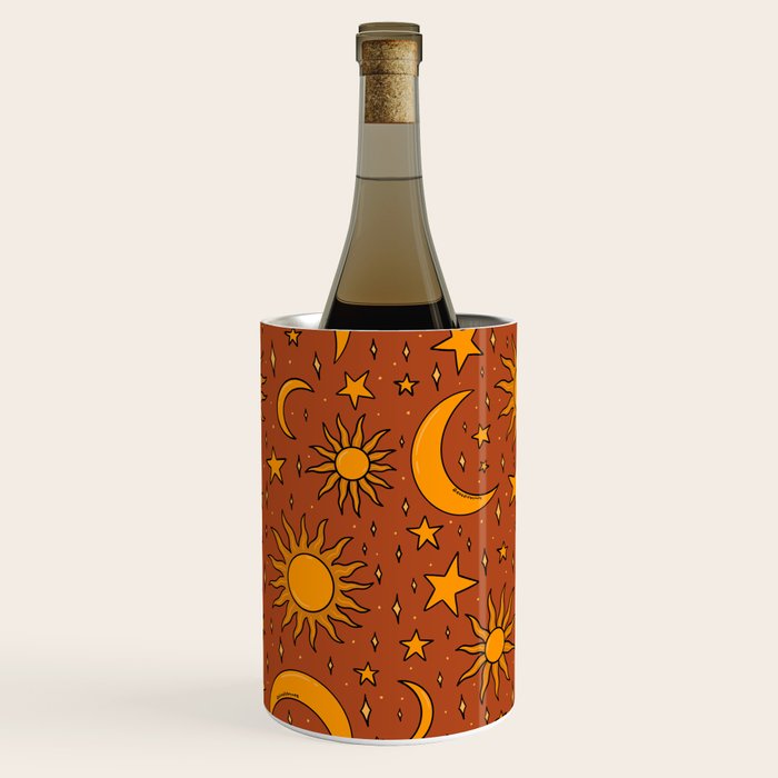 Vintage Sun and Star Print in Rust Wine Chiller Gallery Image 1