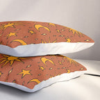 Vintage Sun and Star Print in Rust Pillow Sham Gallery Image 3