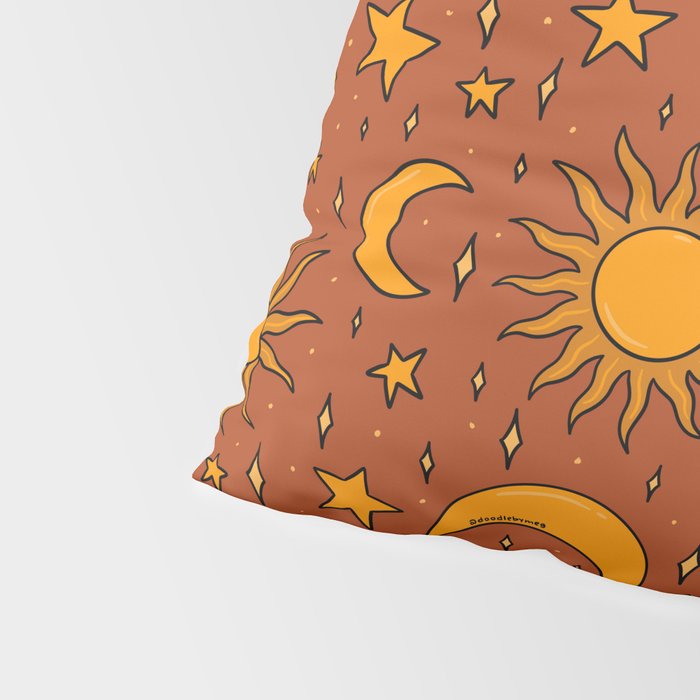 Vintage Sun and Star Print in Rust Pillow Sham Gallery Image 4