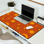 Vintage Sun and Star Print in Rust Desk Mat Gallery Image 2