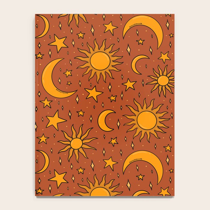 Vintage Sun and Star Print in Rust Notebook Gallery Image 4