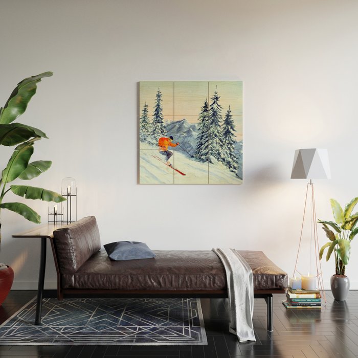 Skiing The Clear Leader Wood Wall Art Gallery Image 2