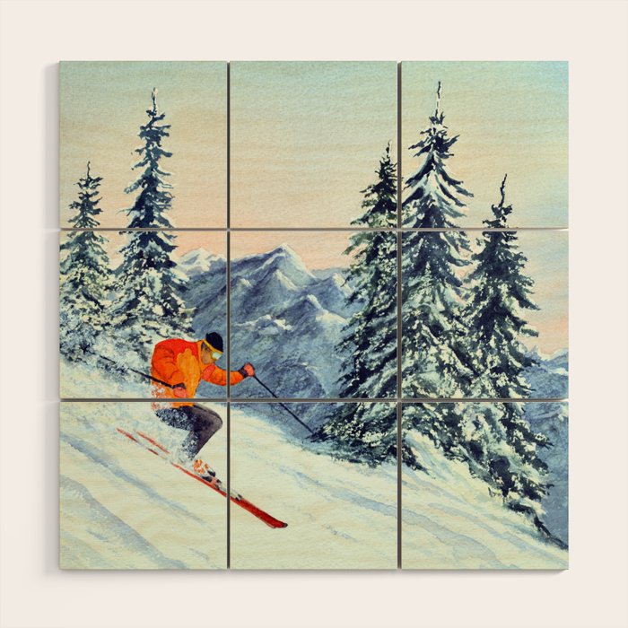 Skiing The Clear Leader Wood Wall Art Gallery Image 1