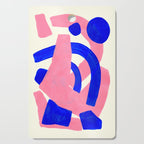 Blue Pink Fun Colorful Mid Century Modern Abstract Painting Shapes Pattern Cutting Board Gallery Image 1
