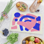 Blue Pink Fun Colorful Mid Century Modern Abstract Painting Shapes Pattern Cutting Board Gallery Image 2
