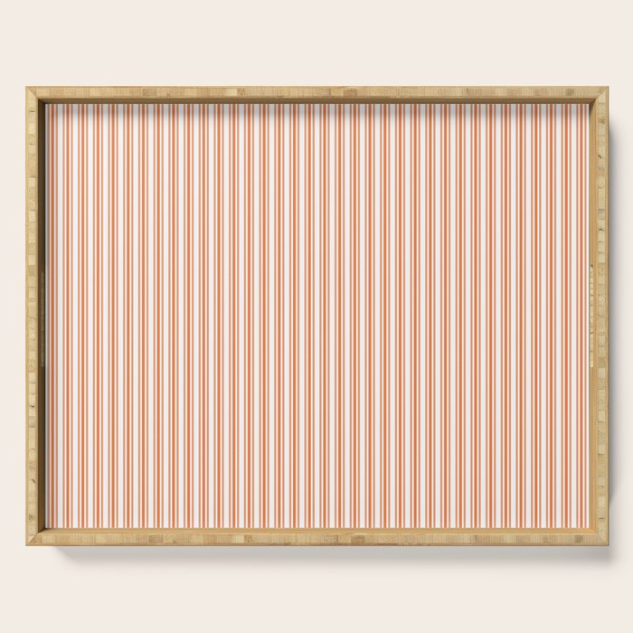 Classic Small Orange Soda French Mattress Ticking Double Stripes Serving Tray Gallery Image 1
