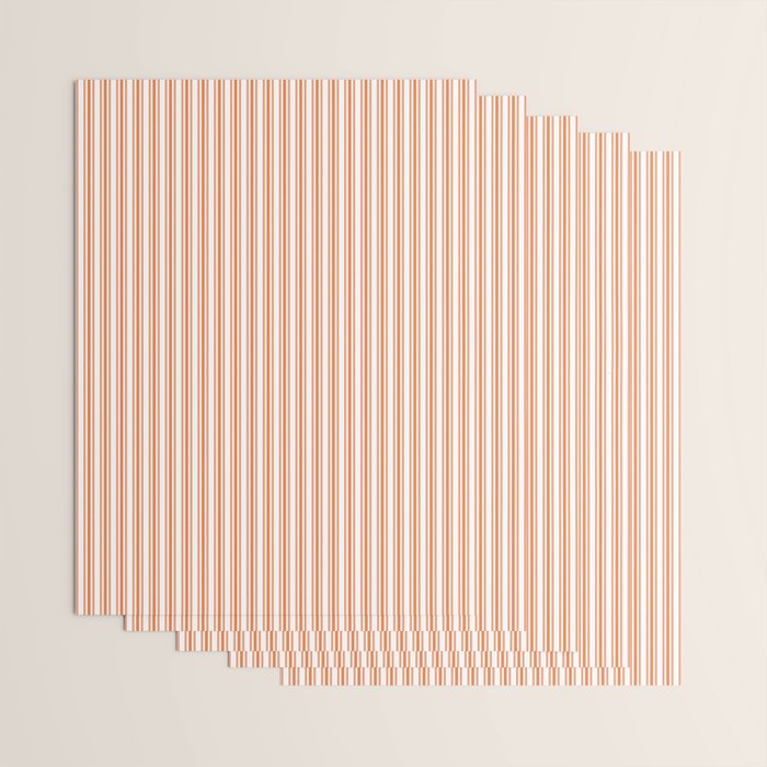 Classic Small Orange Soda French Mattress Ticking Double Stripes Wrapping Paper Gallery Image 3