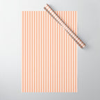 Classic Small Orange Soda French Mattress Ticking Double Stripes Wrapping Paper Gallery Image 1