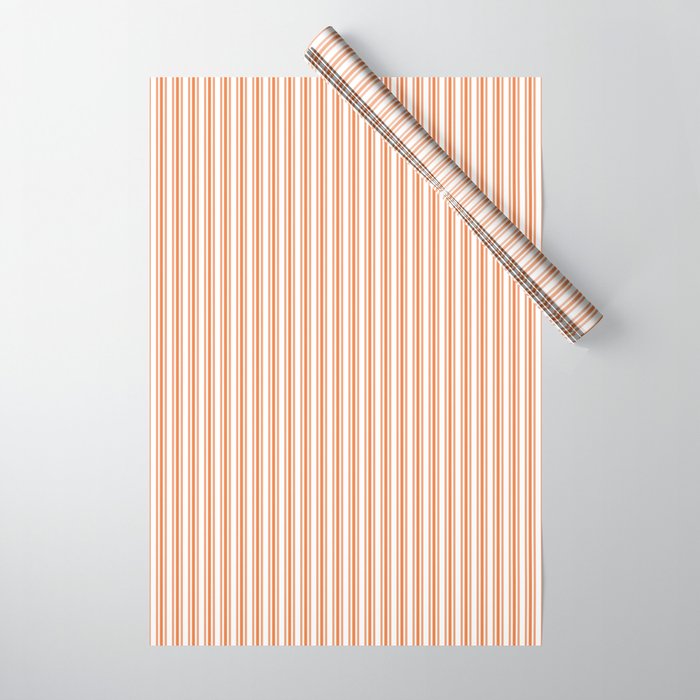 Classic Small Orange Soda French Mattress Ticking Double Stripes Wrapping Paper Gallery Image 1