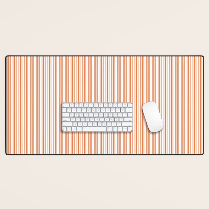 Classic Small Orange Soda French Mattress Ticking Double Stripes Desk Mat Gallery Image 1