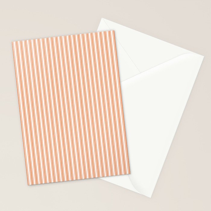 Classic Small Orange Soda French Mattress Ticking Double Stripes Stationery Card Gallery Image 2