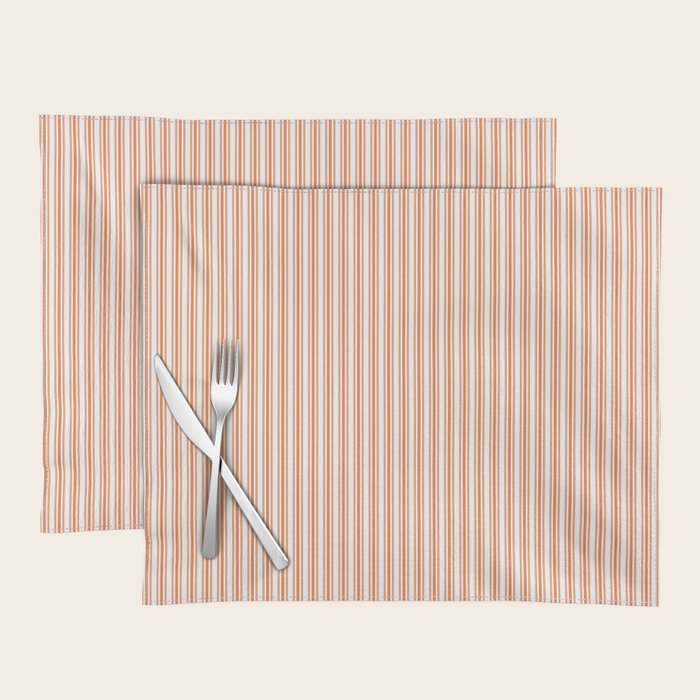 Classic Small Orange Soda French Mattress Ticking Double Stripes Placemat Gallery Image 1