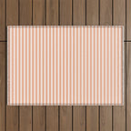 Classic Small Orange Soda French Mattress Ticking Double Stripes Outdoor Rug Gallery Image 1