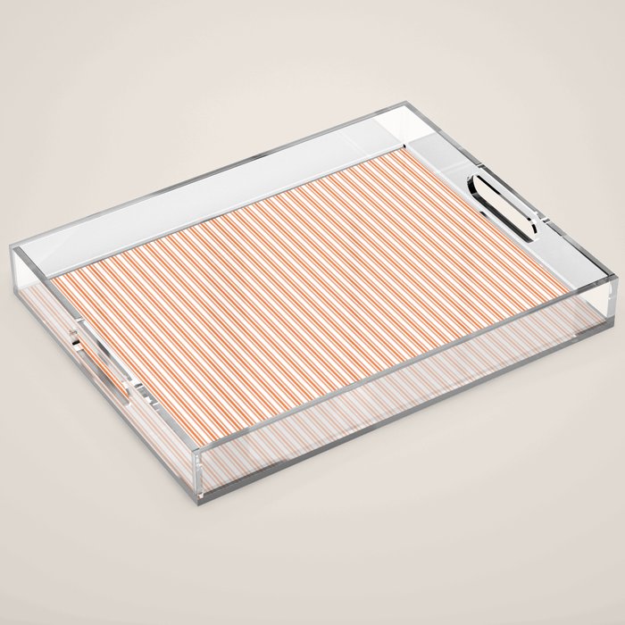 Classic Small Orange Soda French Mattress Ticking Double Stripes Acrylic Tray Gallery Image 1
