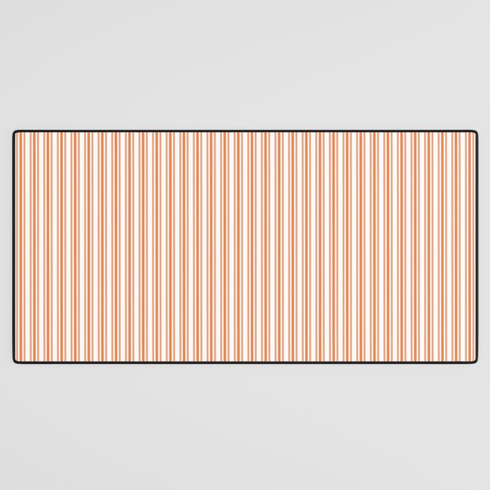 Classic Small Orange Soda French Mattress Ticking Double Stripes Desk Mat Gallery Image 3